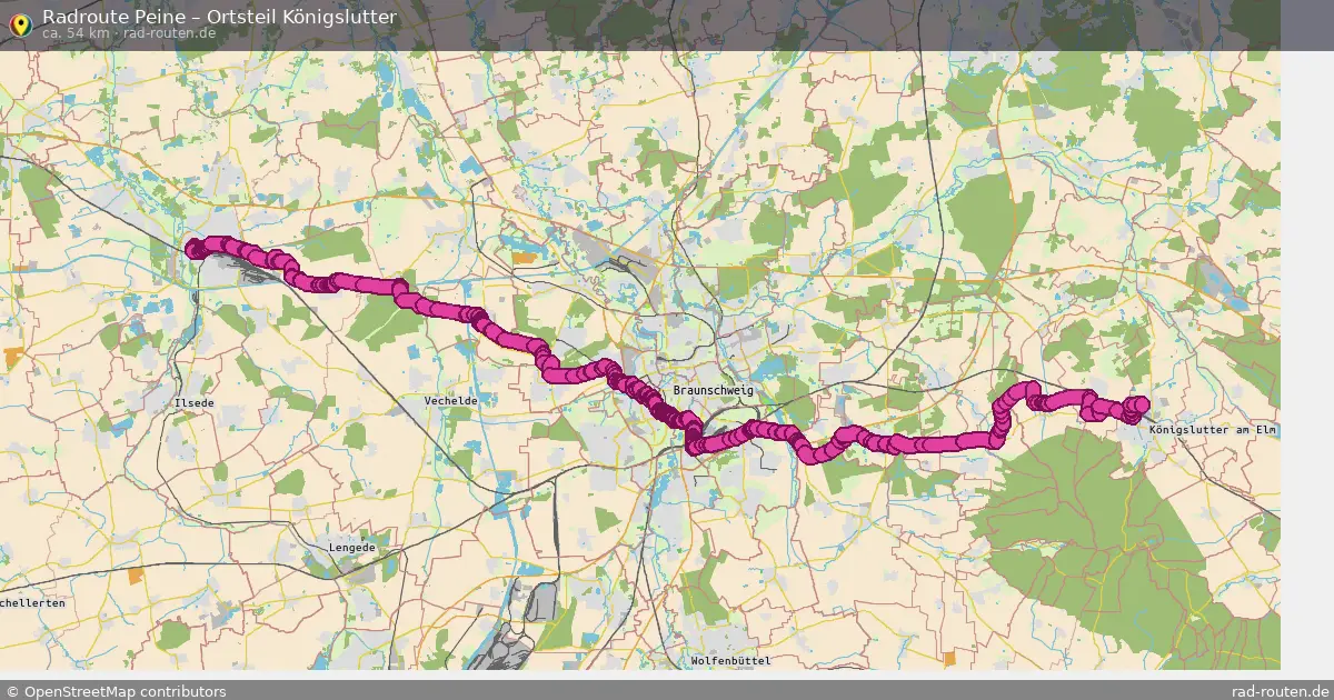 Fahrradroute Peine – Ortsteil Königslutter (55 km) – Rad-Routen.de
