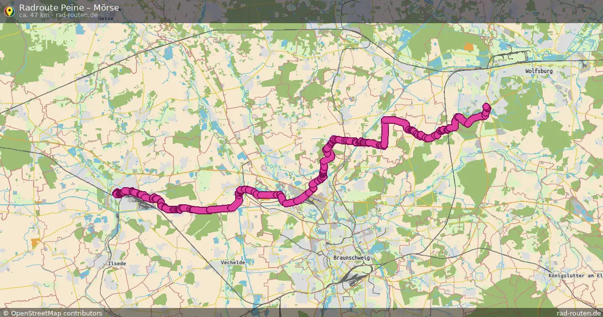 Fahrradroute Peine – Mörse (47 km) – Rad-Routen.de