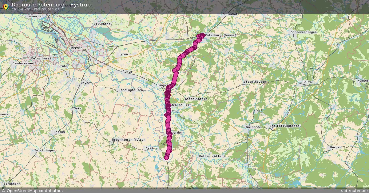 Fahrradroute Rotenburg – Eystrup (54 km) – Rad-Routen.de