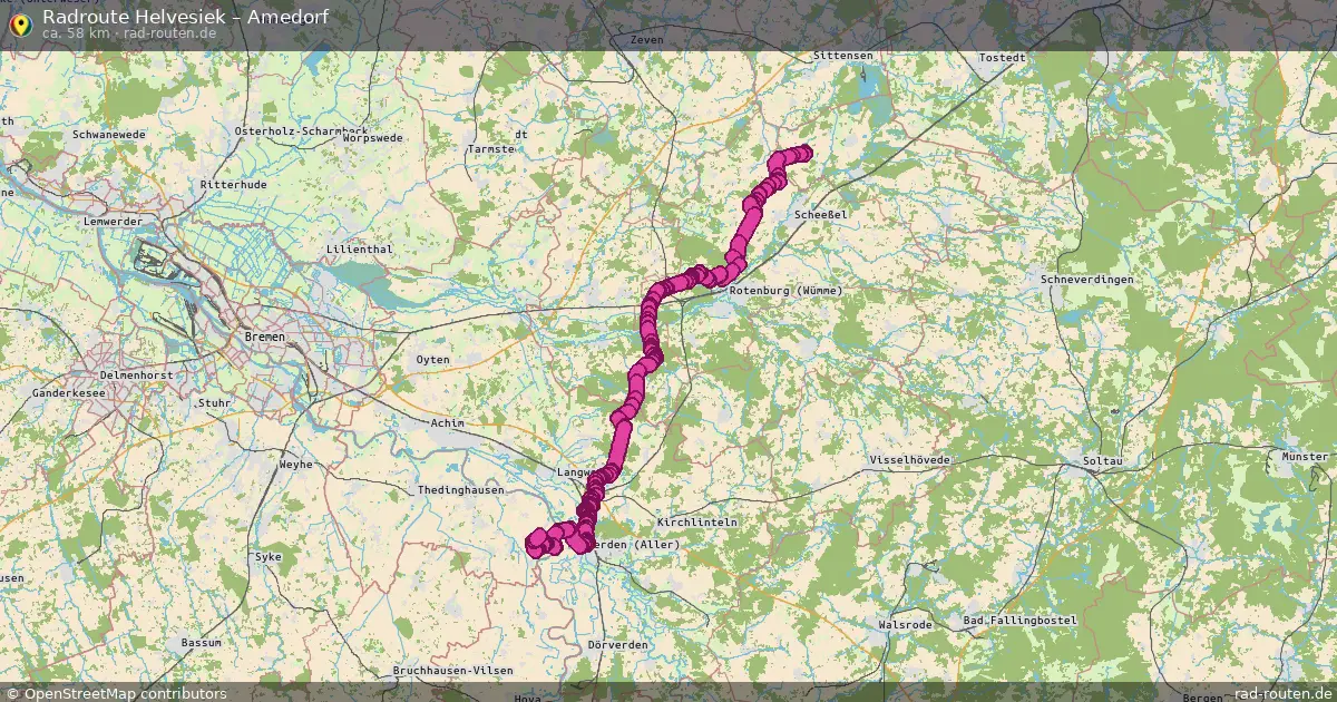 Fahrradroute Helvesiek – Amedorf (58 km) – Rad-Routen.de