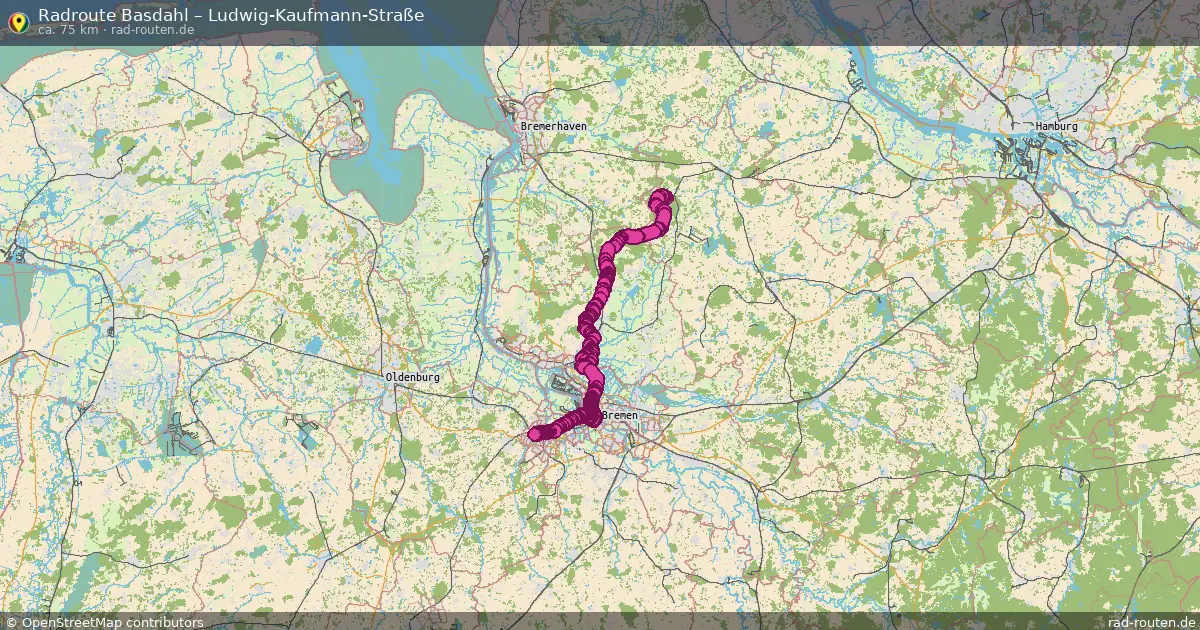 Fahrradroute Basdahl – Ludwig-Kaufmann-Straße (80 km) – Rad-Routen.de