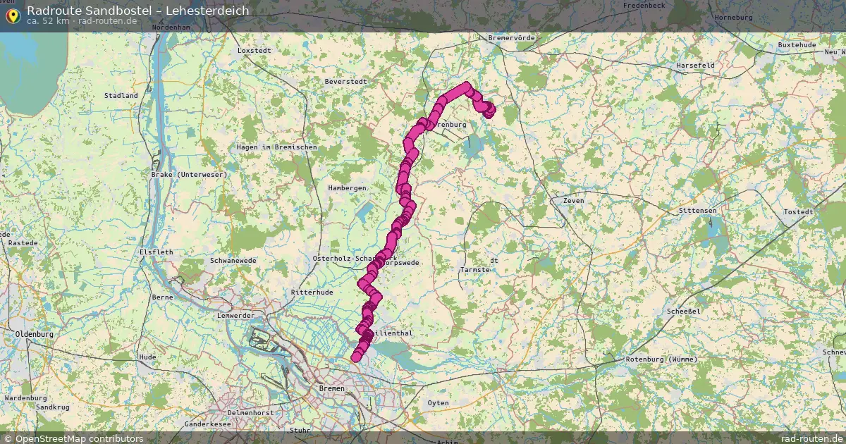Fahrradroute Sandbostel – Lehesterdeich (52 km) – Rad-Routen.de
