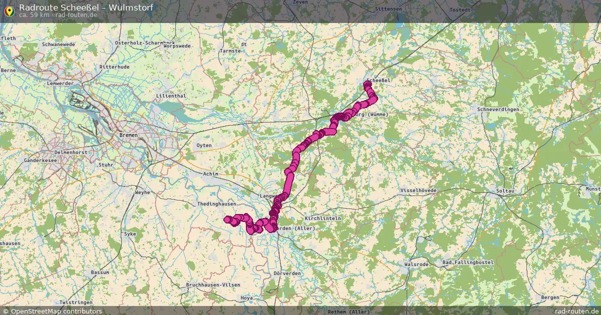 Fahrradroute Scheeßel – Wulmstorf (59 km) – Rad-Routen.de