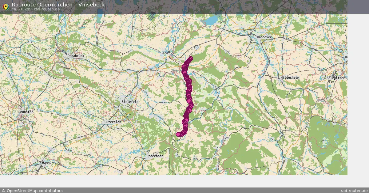 Fahrradroute Obernkirchen – Vinsebeck (76 km) – Rad-Routen.de