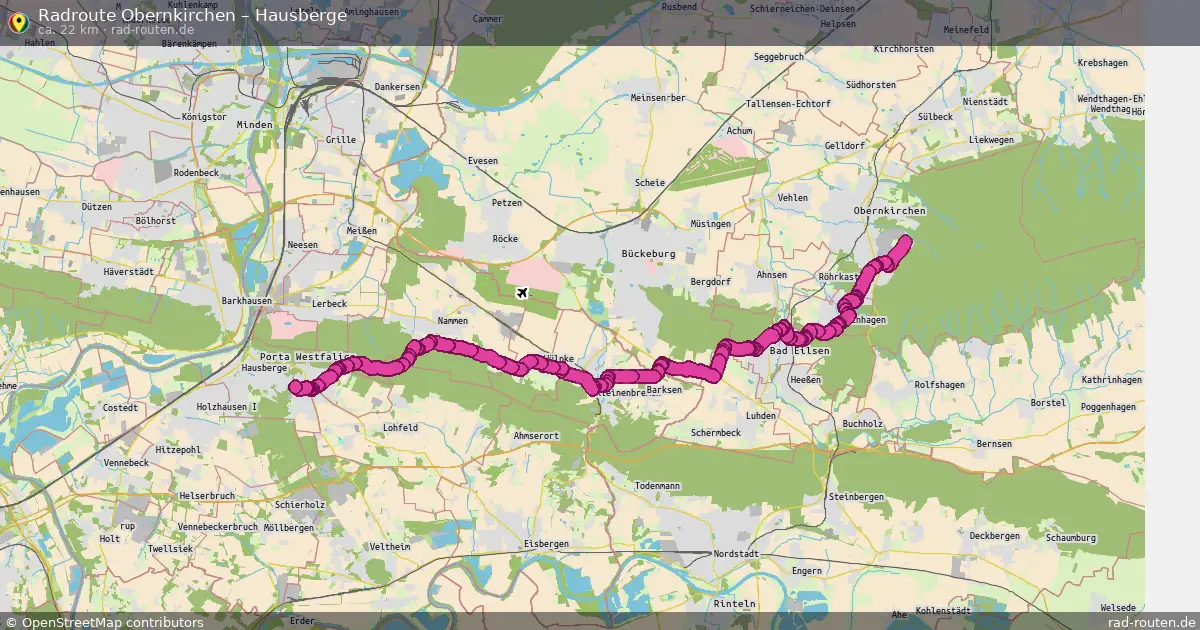 Fahrradroute Obernkirchen – Hausberge (22 km) – Rad-Routen.de