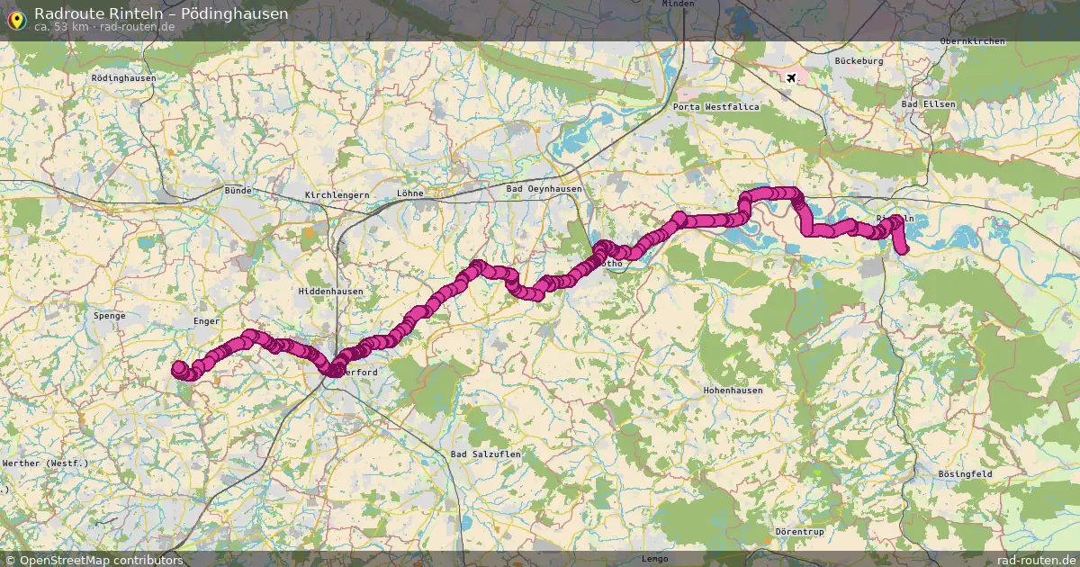 Fahrradroute Rinteln – Pödinghausen (53 km) – Rad-Routen.de