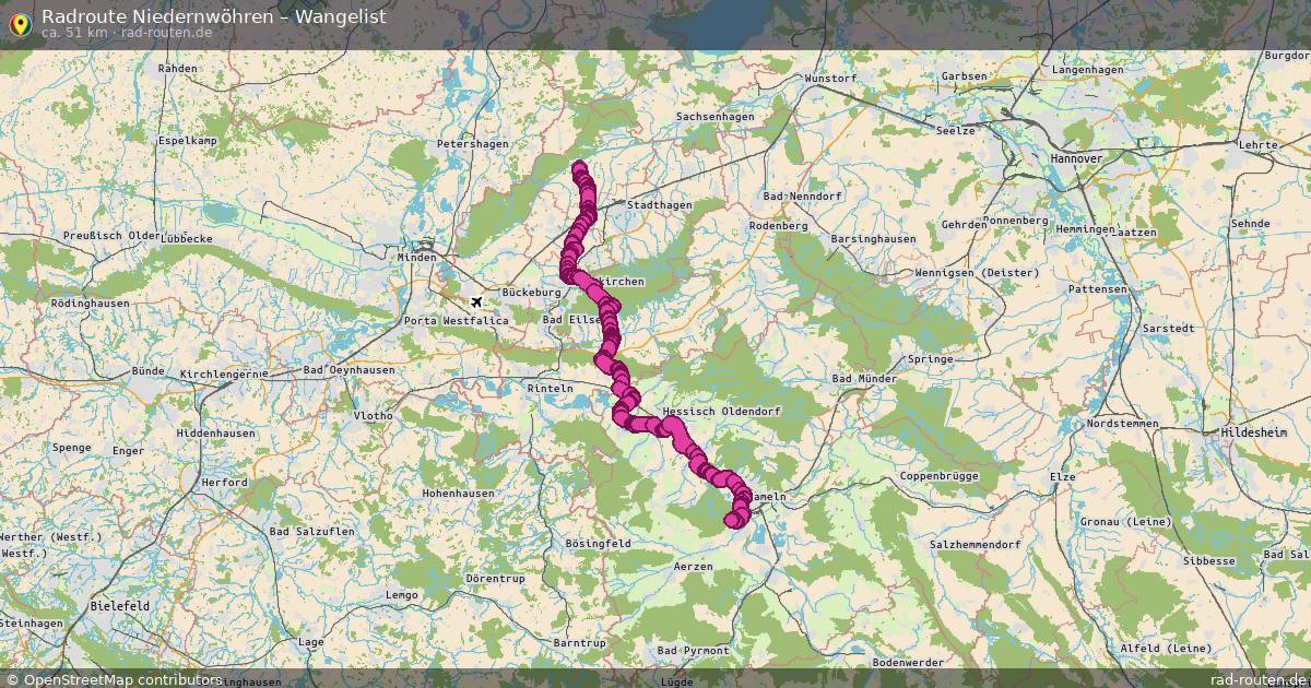 Fahrradroute Niedernwöhren – Wangelist