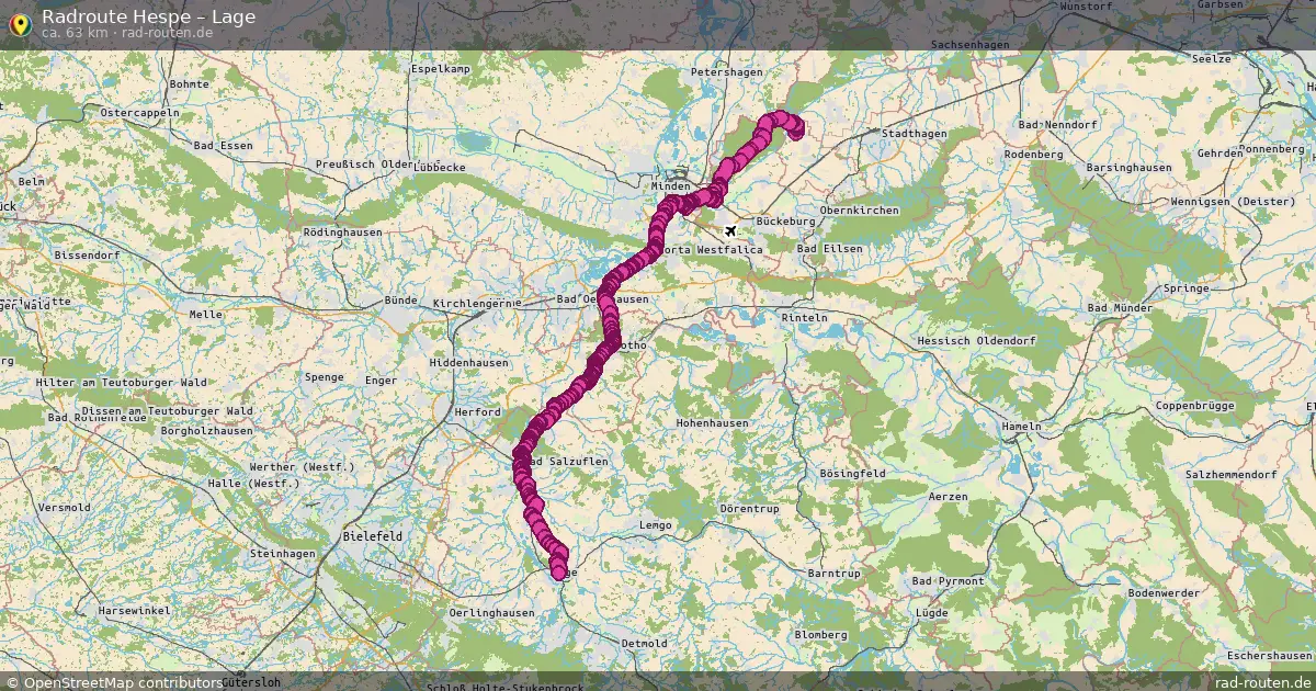 Fahrradroute Hespe – Lage