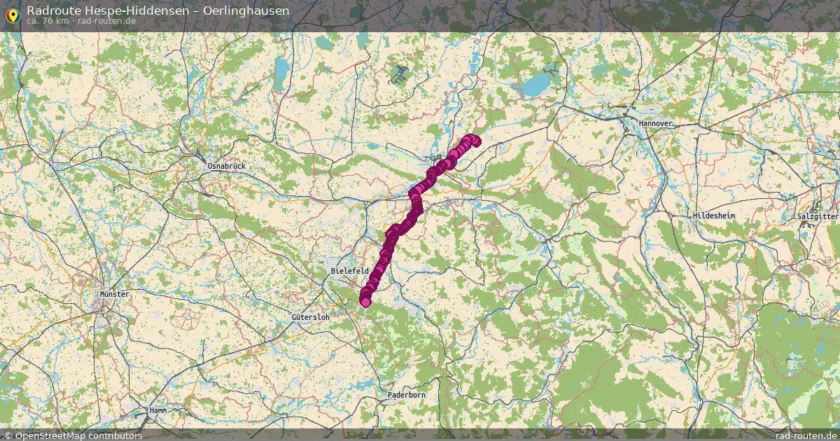 Fahrradroute Hespe-Hiddensen – Oerlinghausen