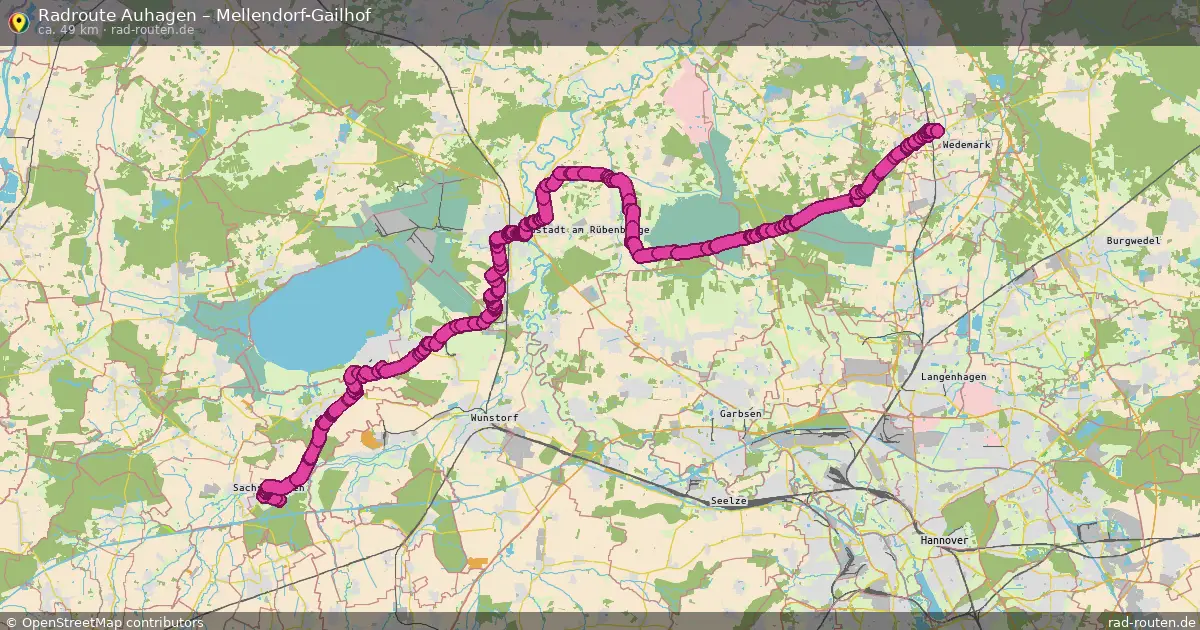 Fahrradroute Auhagen – Mellendorf-Gailhof (49 km) – Rad-Routen.de