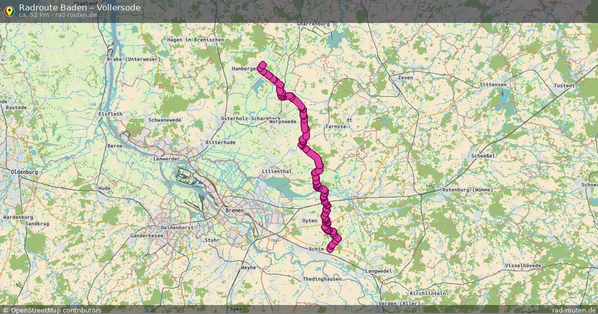 Fahrradroute Baden – Vollersode (52 km) – Rad-Routen.de
