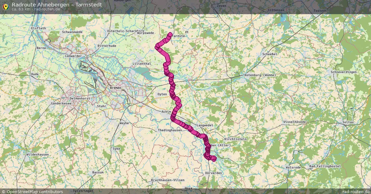 Fahrradroute von Ahnebergen nach Tarmstedt