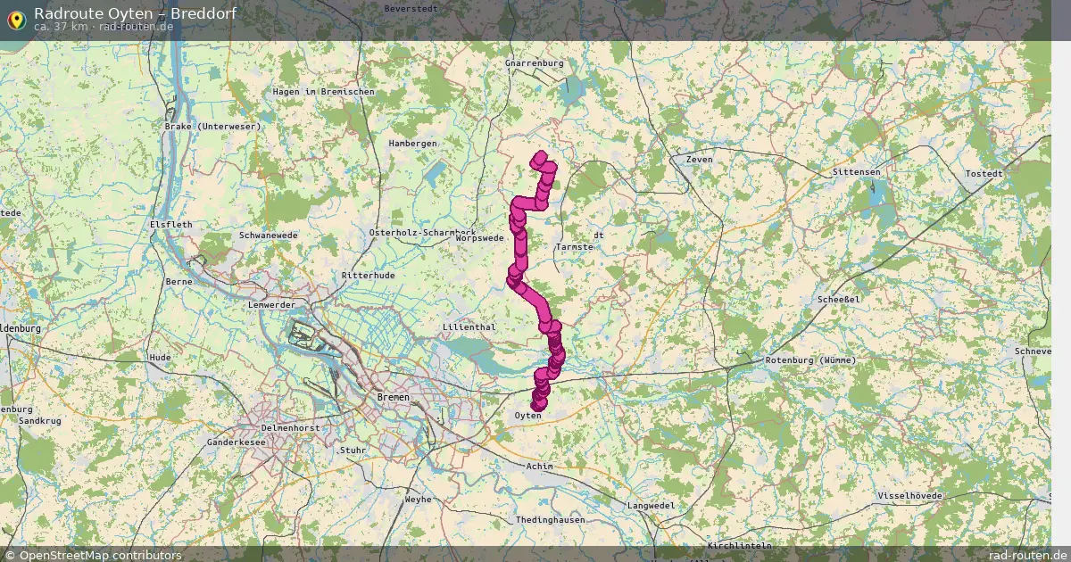 Fahrradroute von Oyten nach Breddorf