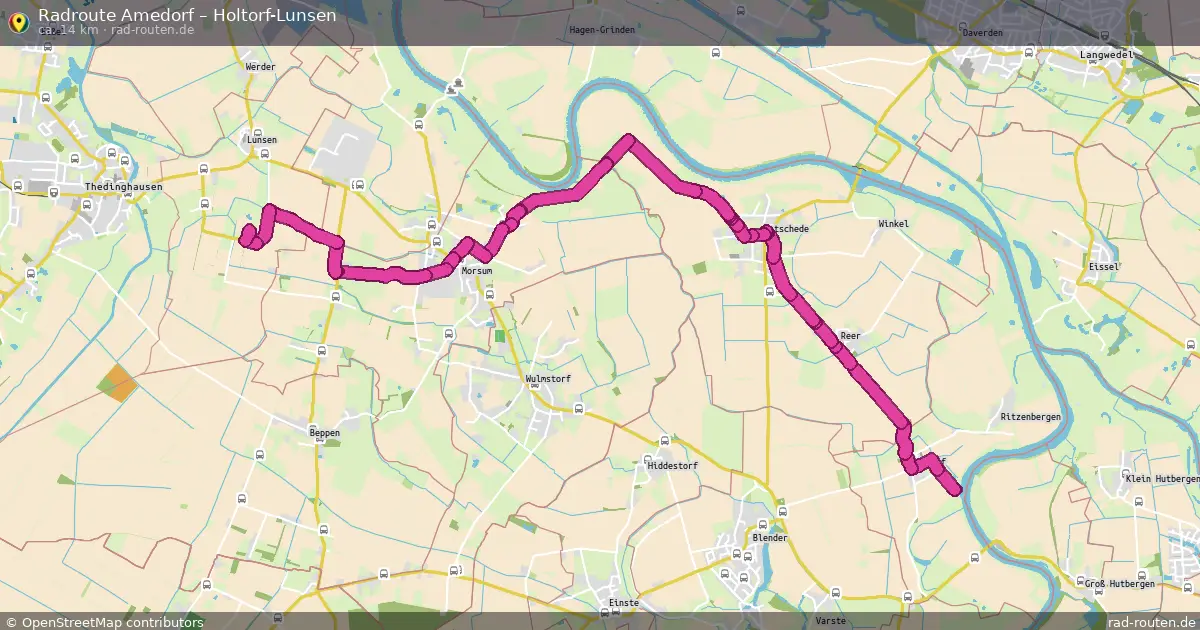 Fahrradroute Amedorf – Holtorf-Lunsen (14 km) – Rad-Routen.de