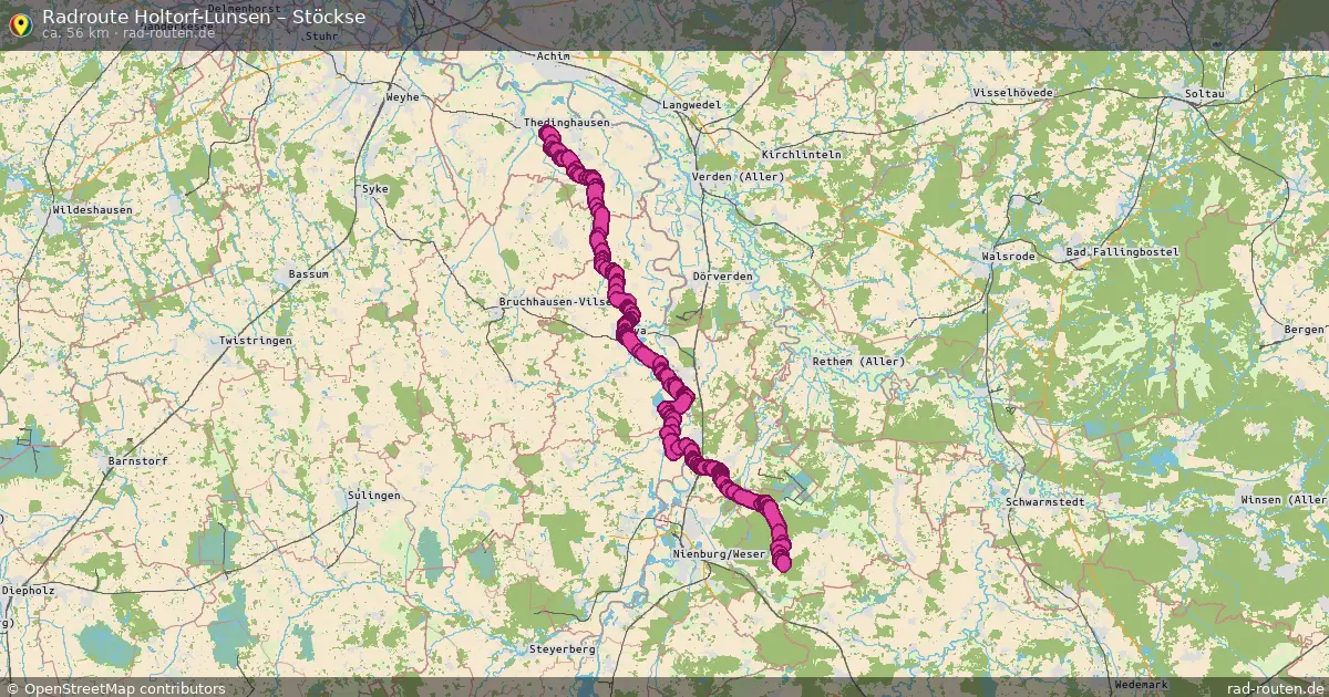 Fahrradroute Holtorf-Lunsen – Stöckse (56 km) – Rad-Routen.de