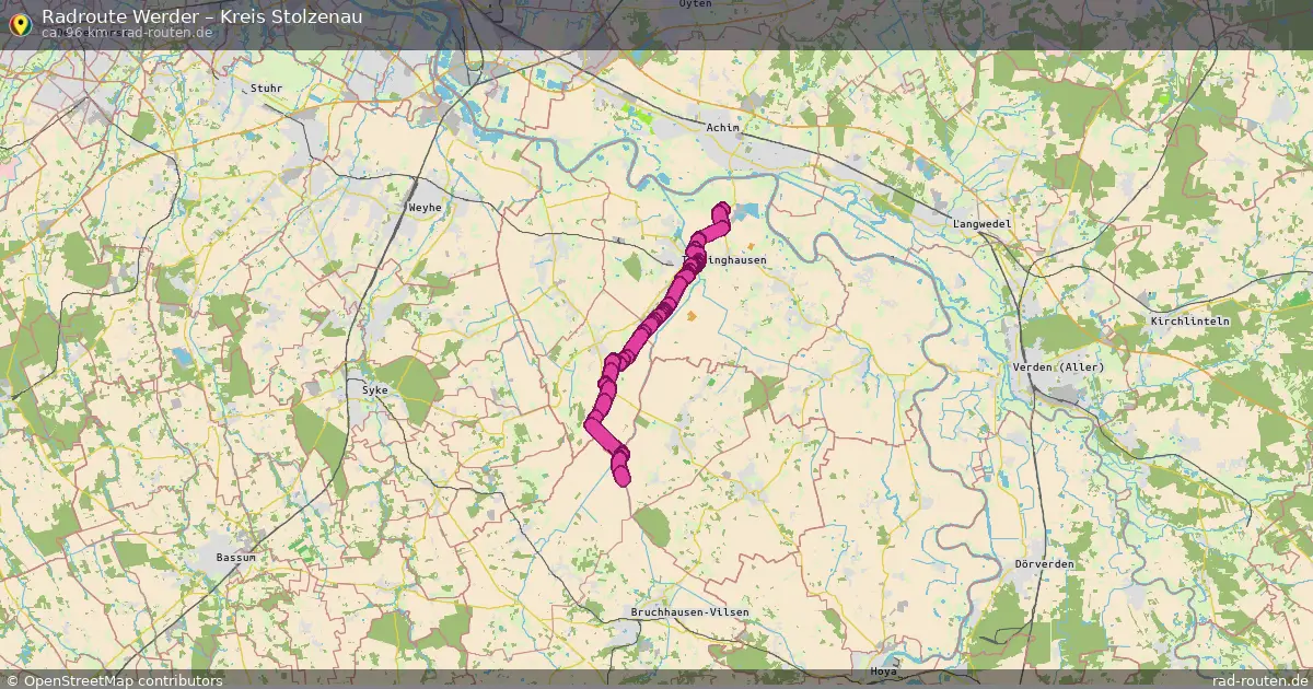 Fahrradroute Werder – Kreis Stolzenau (70 km) – Rad-Routen.de