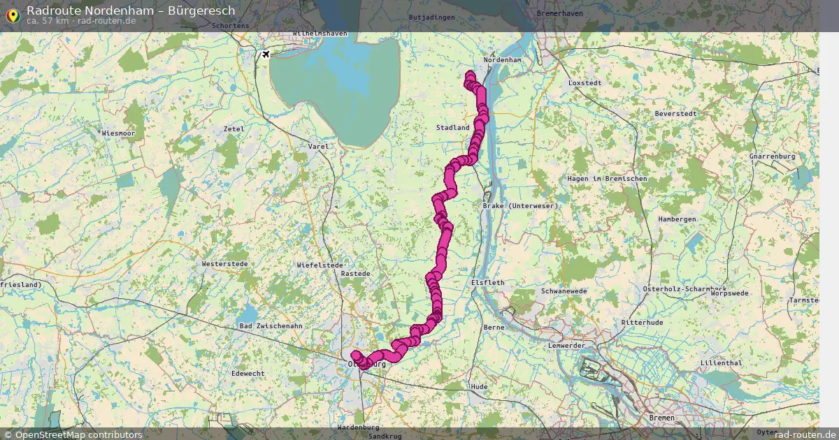 Fahrradroute Nordenham – Bürgeresch (57 km) – Rad-Routen.de