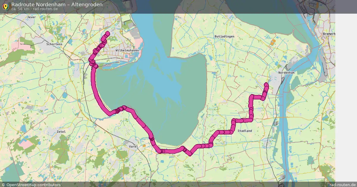 Fahrradroute Nordenham – Altengroden (56 km) – Rad-Routen.de