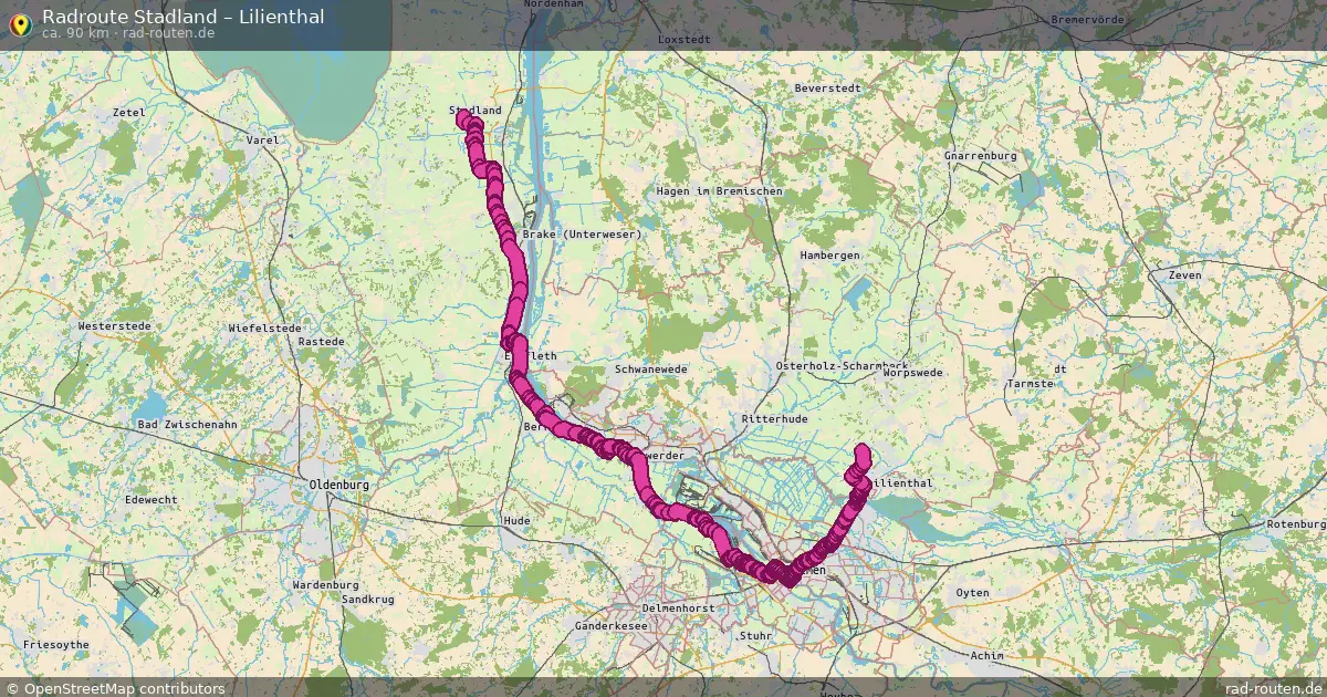 Fahrradroute Stadland – Lilienthal (90 km) – Rad-Routen.de
