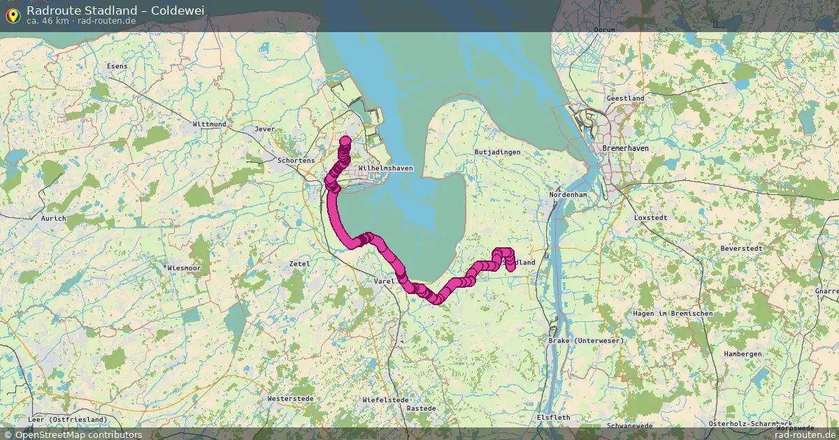 Fahrradroute Stadland – Coldewei (46 km) – Rad-Routen.de