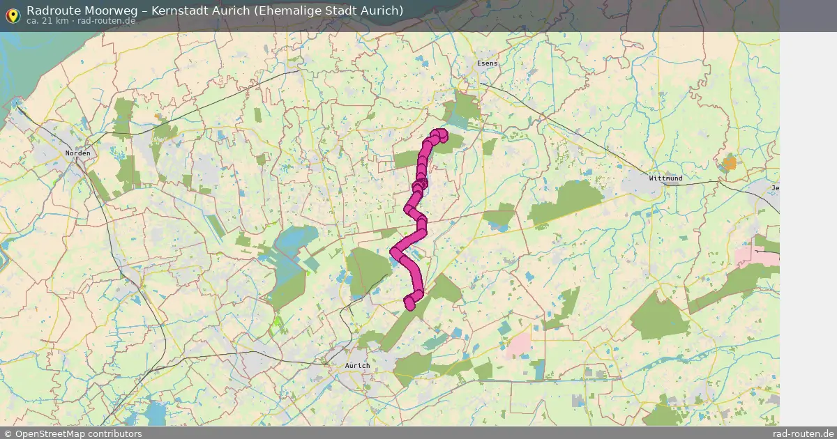 Fahrradroute Moorweg – Kernstadt Aurich (Ehemalige Stadt Aurich) (16 km) – Rad-Routen.de