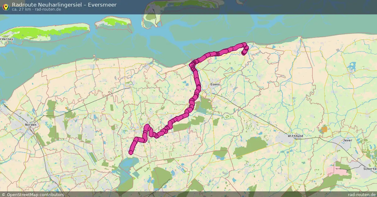Fahrradroute Neuharlingersiel – Eversmeer (27 km) – Rad-Routen.de