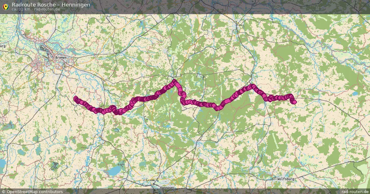 Fahrradroute von Lüchow nach Henningen