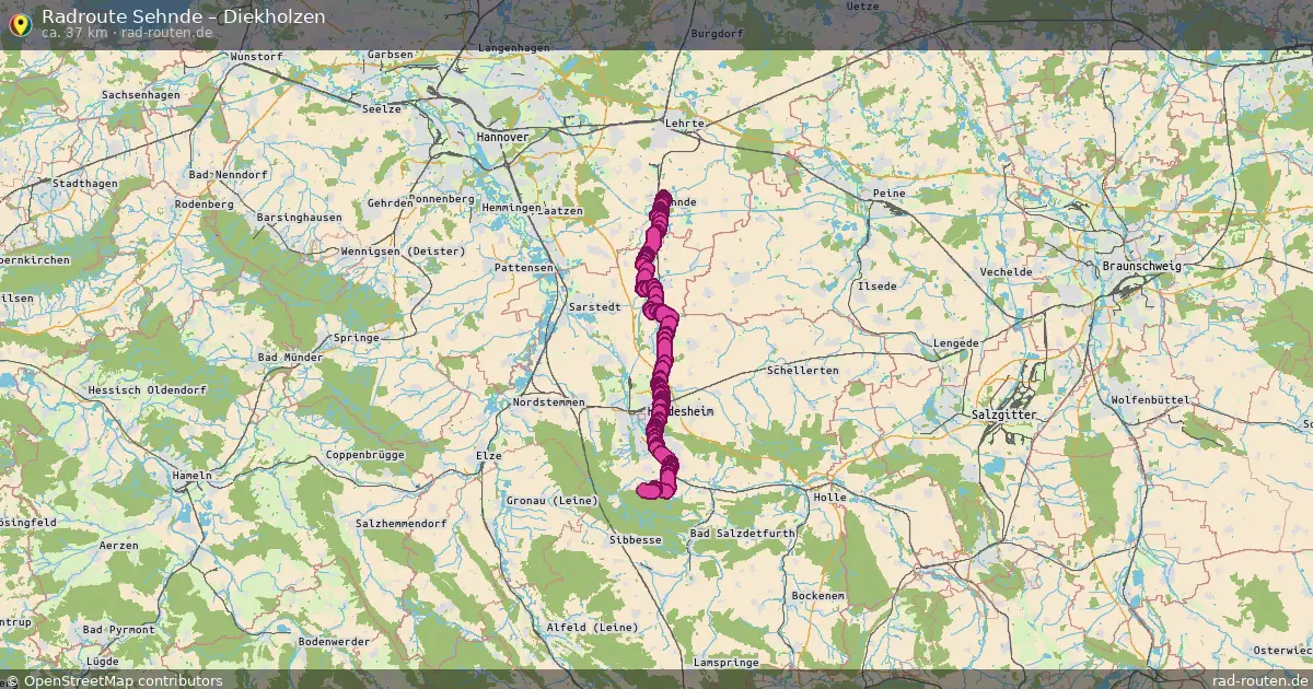 Fahrradroute Sehnde – Diekholzen (37 km) – Rad-Routen.de