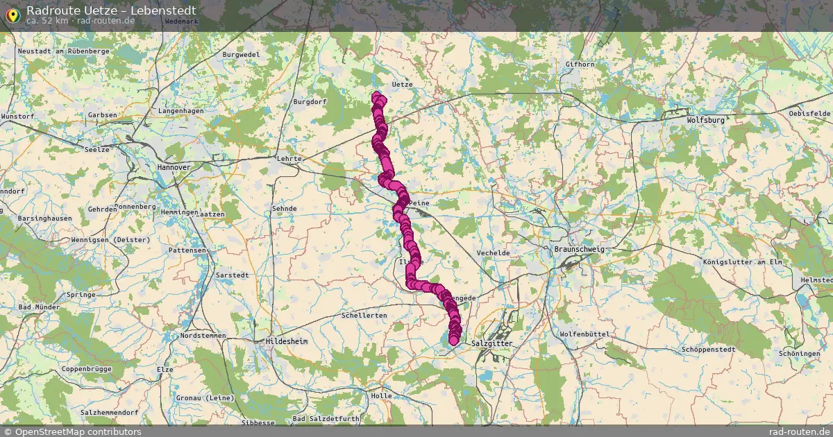 Fahrradroute Uetze – Lebenstedt (52 km) – Rad-Routen.de