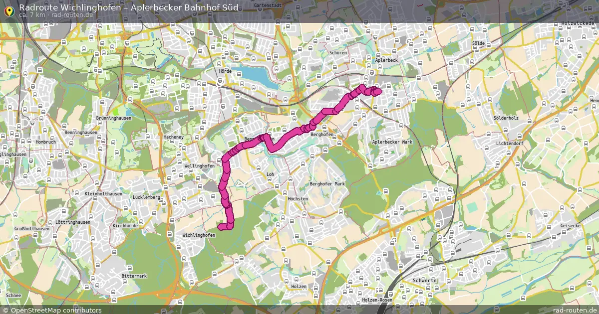 Fahrradroute Wichlinghofen – Aplerbecker Bahnhof Süd (7 km) – Rad-Routen.de