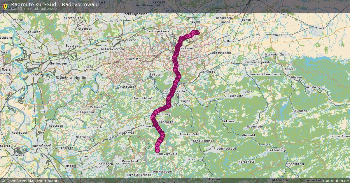 Fahrradroute Franz-Zimmer-Siedlung – Radevormwald (54 km) – Rad-Routen.de