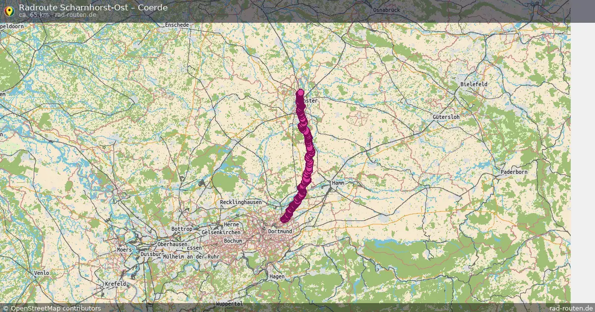 Fahrradroute Scharnhorst-Ost – Coerde (65 km) – Rad-Routen.de