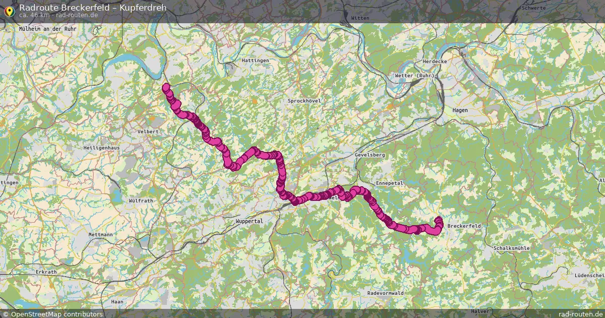 Fahrradroute Breckerfeld – Kupferdreh (44 km) – Rad-Routen.de
