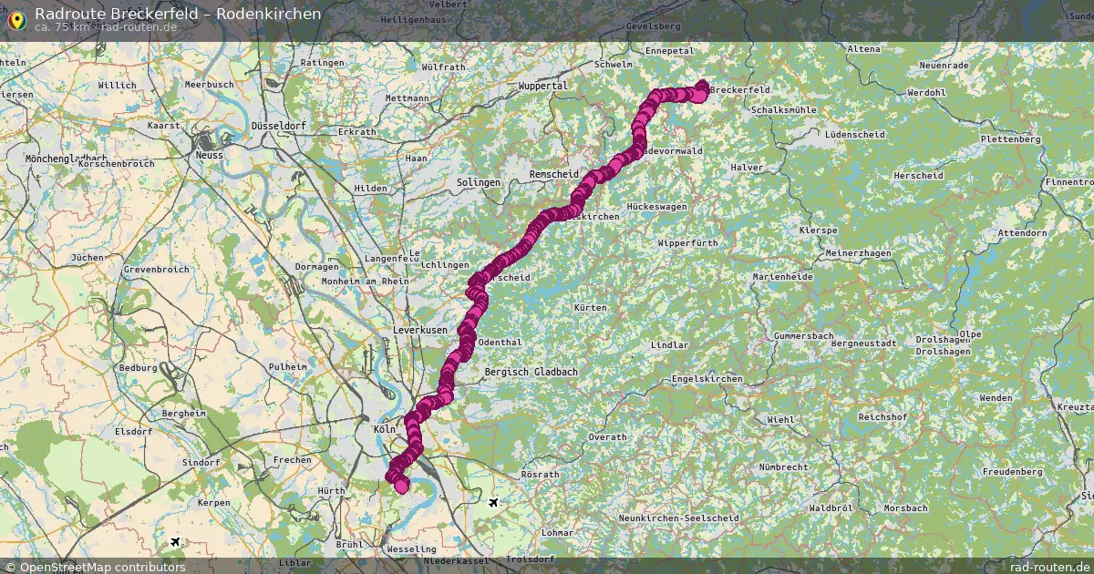 Fahrradroute Breckerfeld – Rodenkirchen (75 km) – Rad-Routen.de