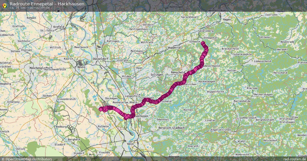 Fahrradroute Ennepetal – Hackhausen (76 km) – Rad-Routen.de