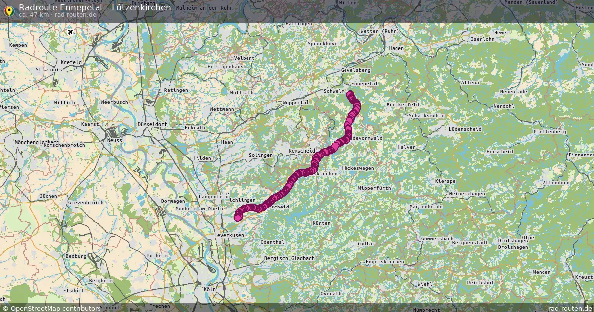 Fahrradroute Ennepetal – Lützenkirchen (47 km) – Rad-Routen.de