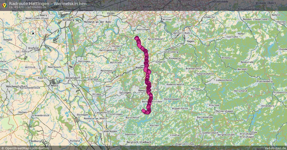 Fahrradroute Hattingen – Wermelskirchen (45 km) – Rad-Routen.de