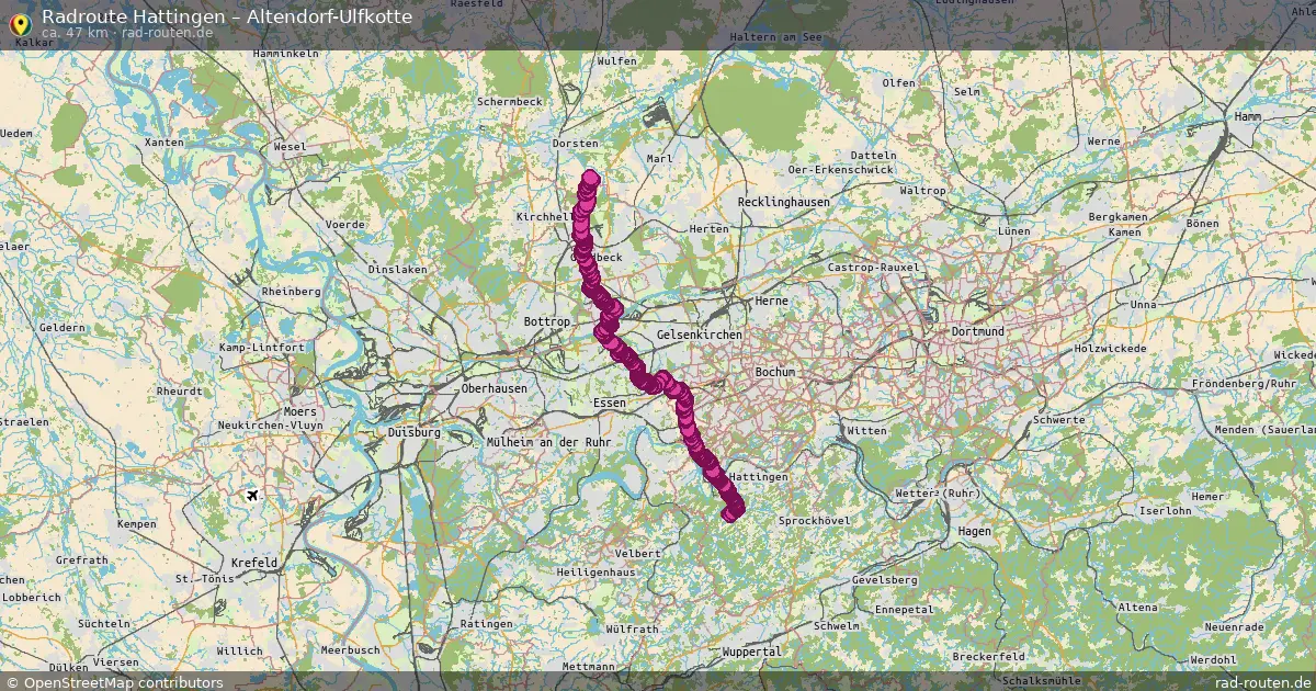Fahrradroute Hattingen – Altendorf-Ulfkotte (47 km) – Rad-Routen.de