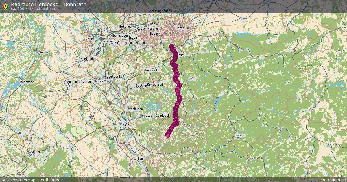 Fahrradroute Herdecke – Bennrath (100 km) – Rad-Routen.de