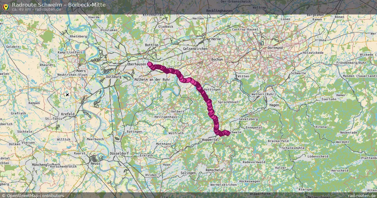 Fahrradroute Schwelm – Borbeck-Mitte (49 km) – Rad-Routen.de