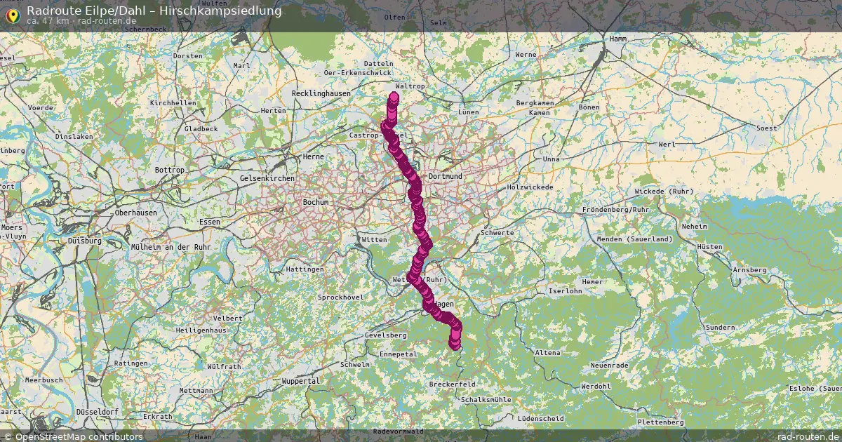 Fahrradroute Eilpe Dahl – Hirschkampsiedlung (47 km) – Rad-Routen.de