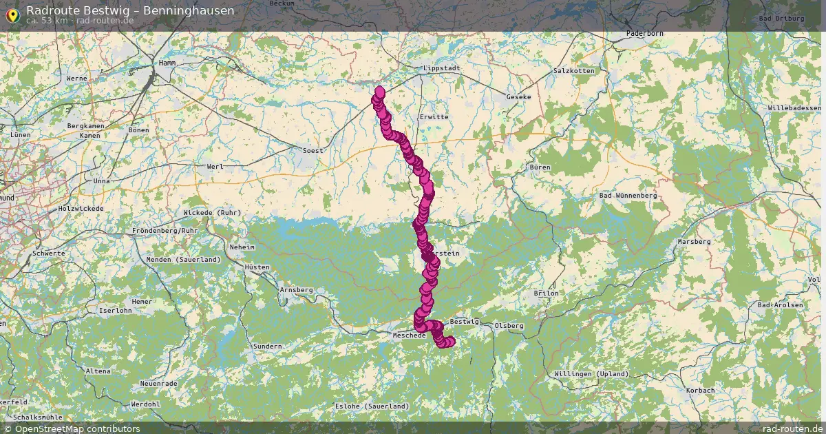 Fahrradroute Bestwig – Benninghausen (53 km) – Rad-Routen.de