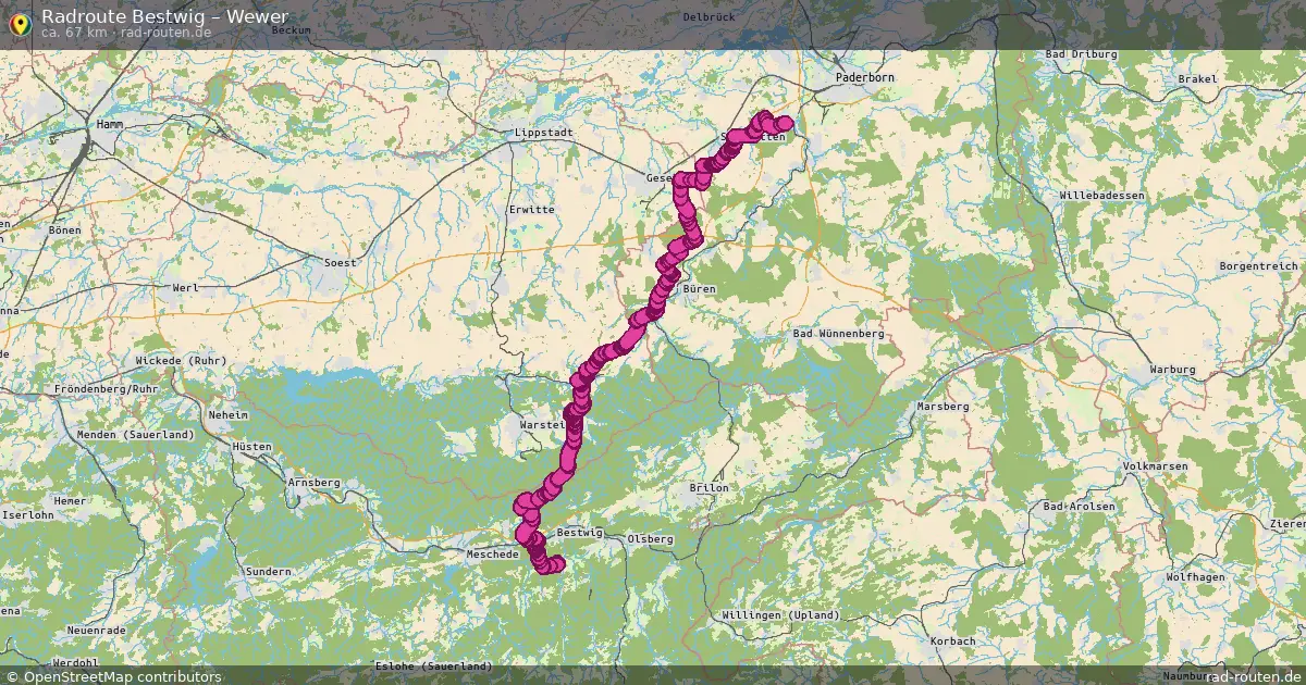 Fahrradroute Bestwig – Wewer (67 km) – Rad-Routen.de