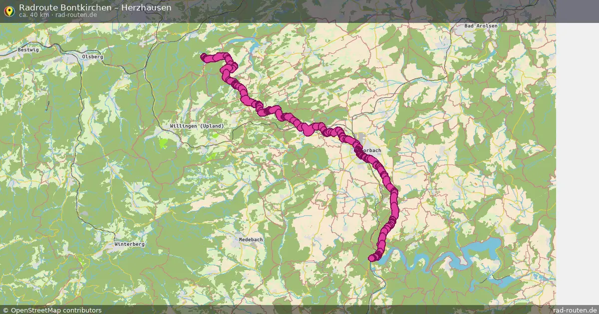 Fahrradroute Bontkirchen – Herzhausen (40 km) – Rad-Routen.de