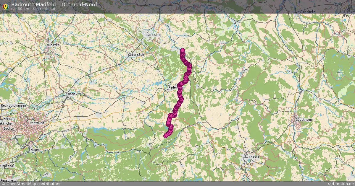Fahrradroute Madfeld – Detmold-Nord (80 km) – Rad-Routen.de
