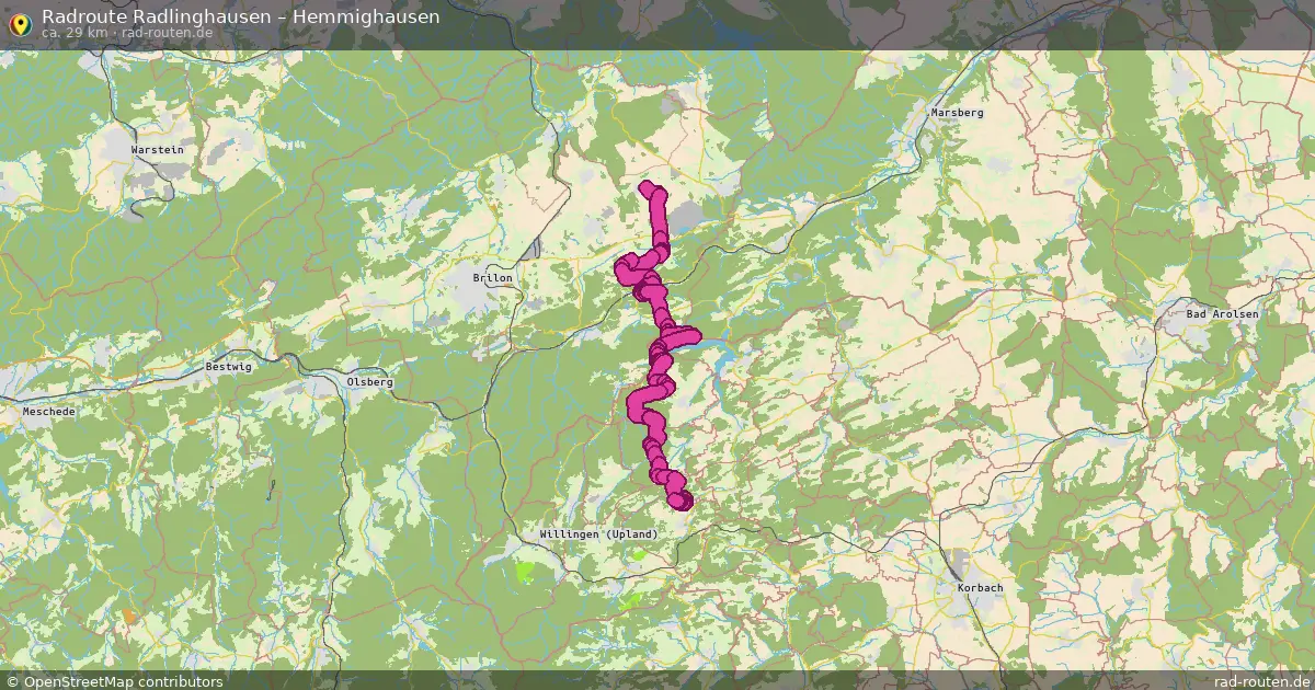 Fahrradroute Radlinghausen – Hemmighausen (26 km) – Rad-Routen.de