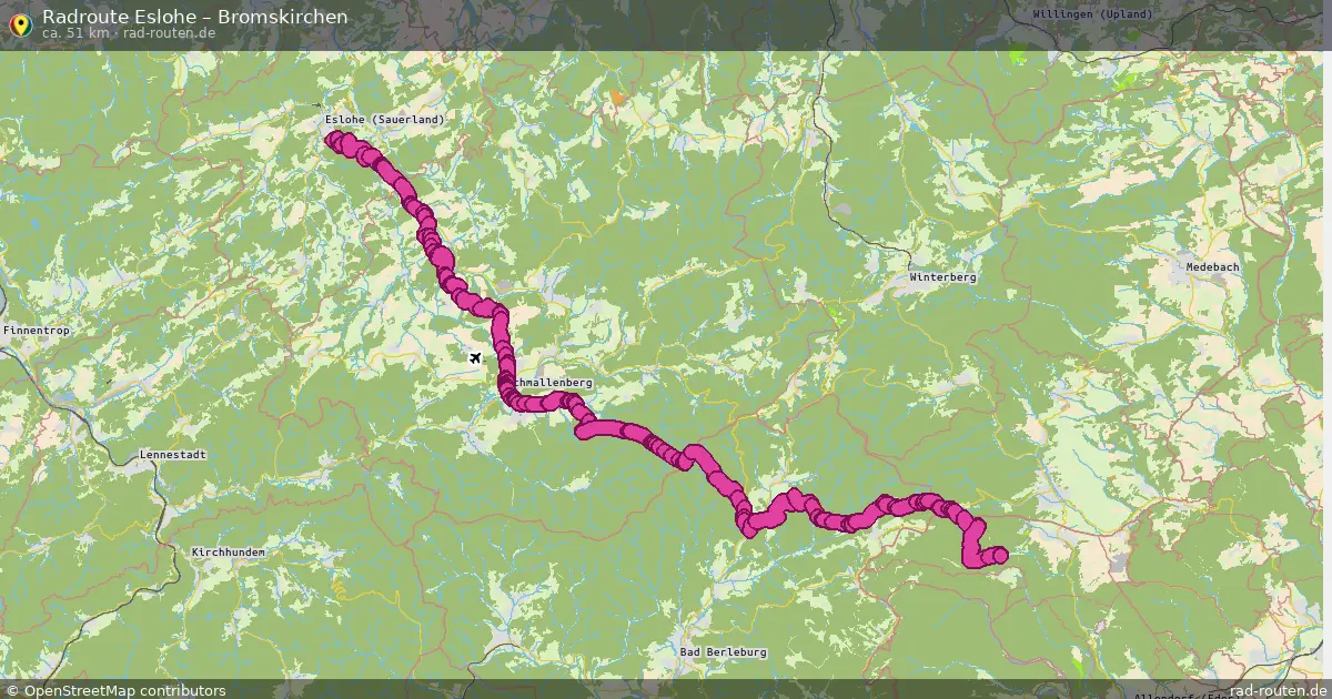 Fahrradroute Eslohe – Bromskirchen (51 km) – Rad-Routen.de