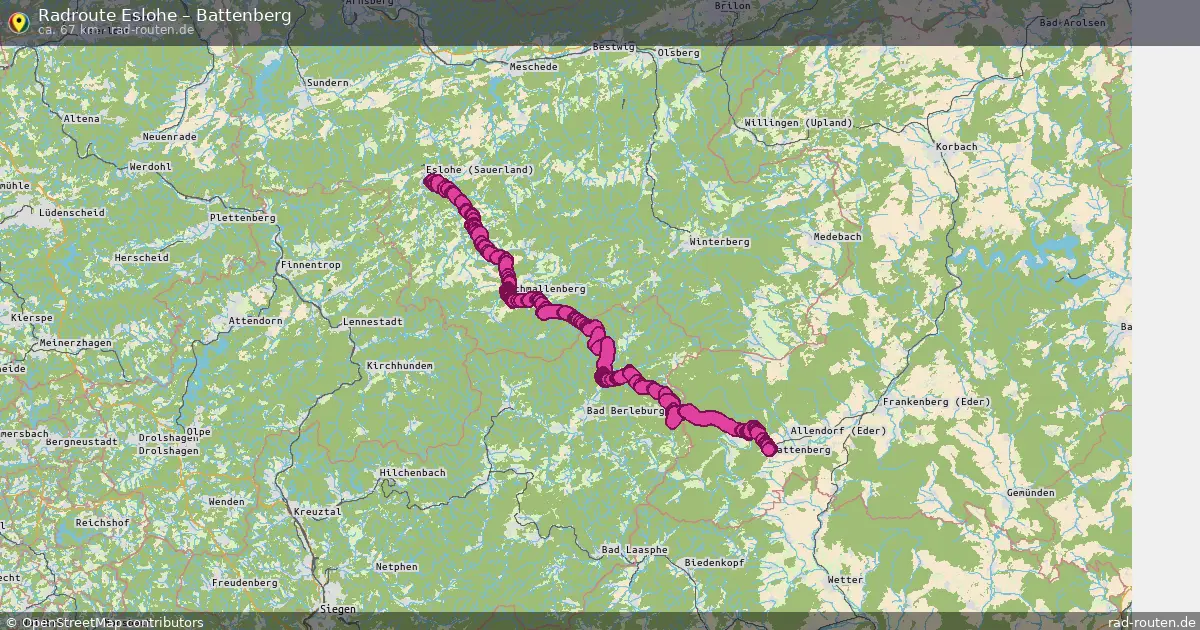Fahrradroute Eslohe – Battenberg (67 km) – Rad-Routen.de