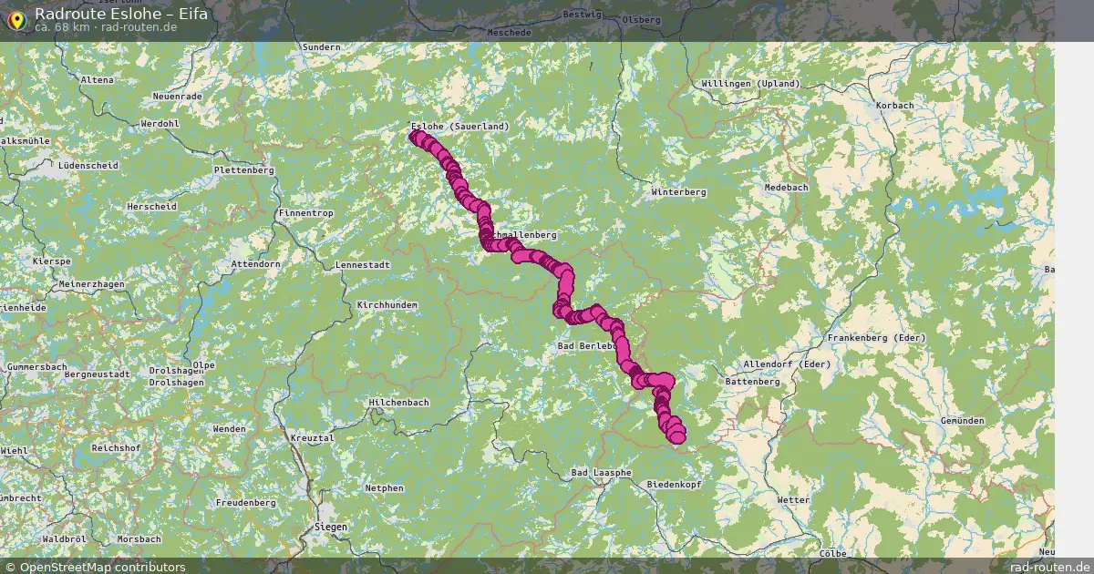 Fahrradroute Eslohe – Eifa (68 km) – Rad-Routen.de