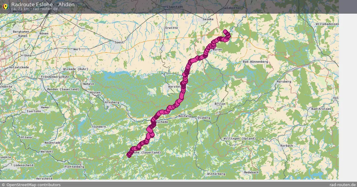 Fahrradroute Eslohe – Ahden (73 km) – Rad-Routen.de